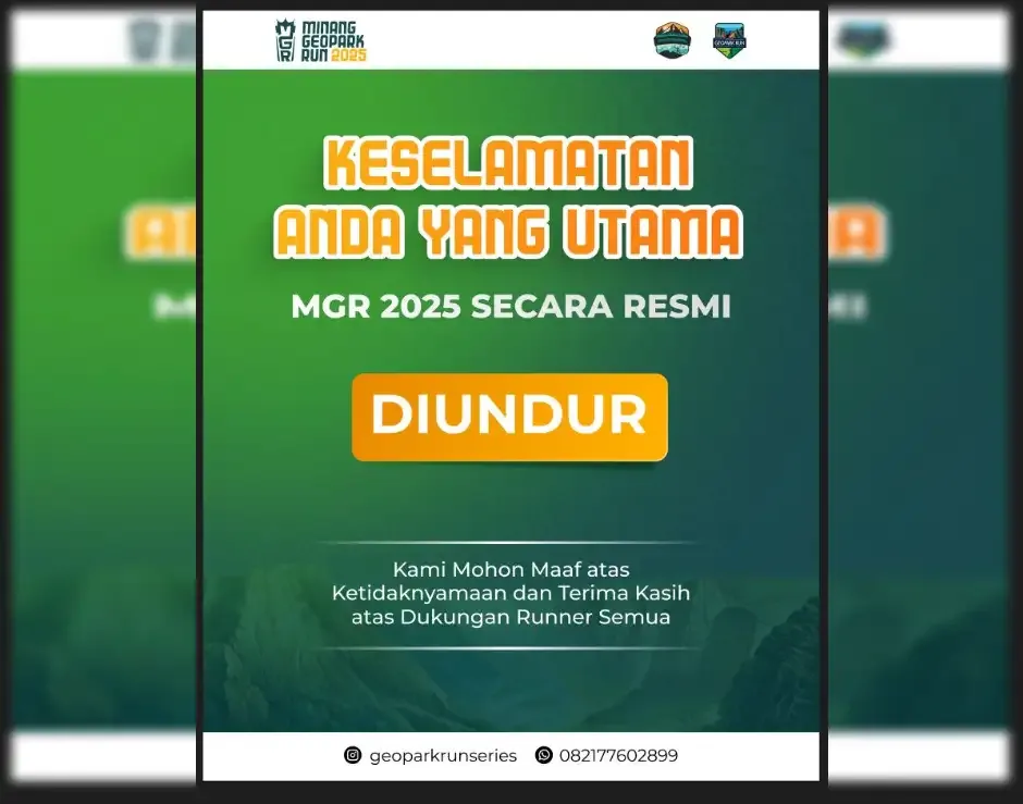 Banjir Sumatera Barat, Minang Geopark Run 2025 Ditunda