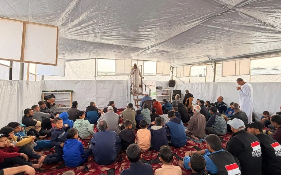 Baznas Bangun Masjid Darurat, Bantu Warga Gaza Beribadah